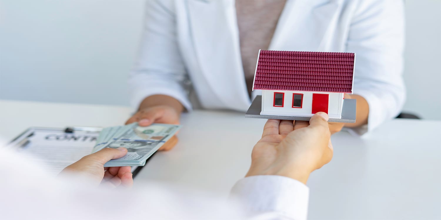 Sell my house for cash - cash home sale concept